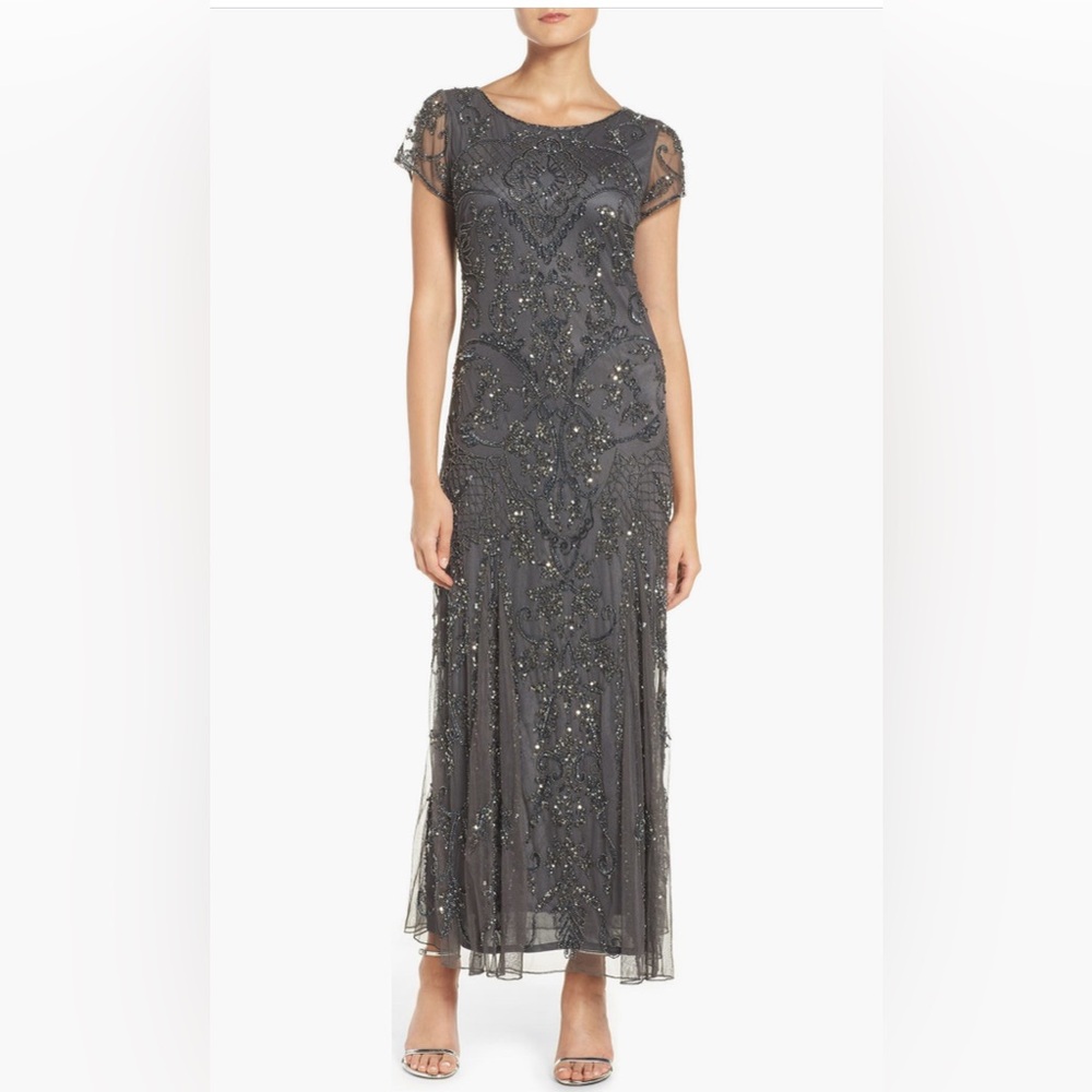 Pisarro Nights Breaded Mesh Midi Cocktail Dress, size 8, BRAND NEW, $265